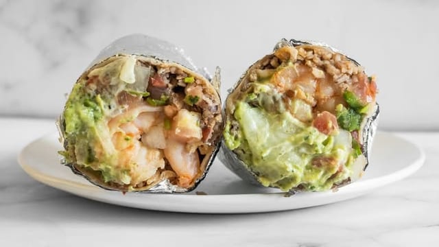 Super Baby Meat and Prawn Burrito.